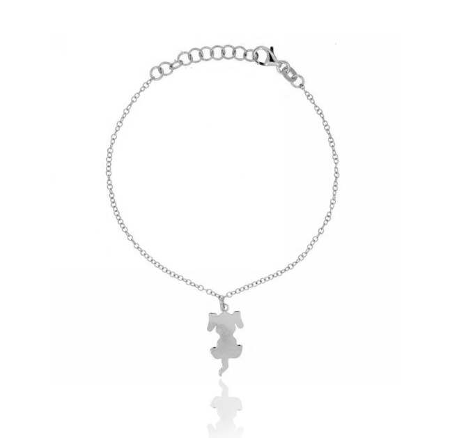 BRACCIALE ROLO' CM 17-20 CON CAGNOLINO A LASTRA MM 25X12 IN AG RODIATO TIT 925