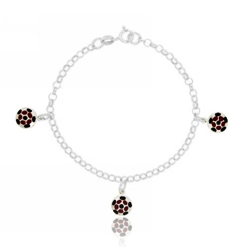 BRACCIALE ROLO' CON PENDENTI 3 PALLONI SMALTATI IN ARGENTO TIT 925 CM 16 ESTENSIBILE A 18