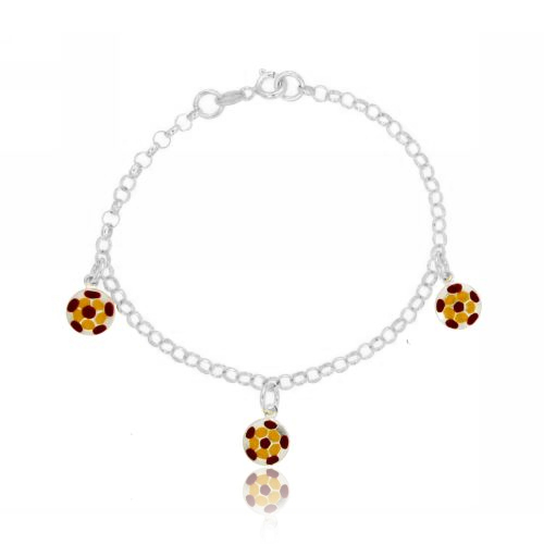 BRACCIALE ROLO' CON PENDENTI 3 PALLONI SMALTATI IN ARGENTO TIT 925 CM 16 ESTENSIBILE A 18