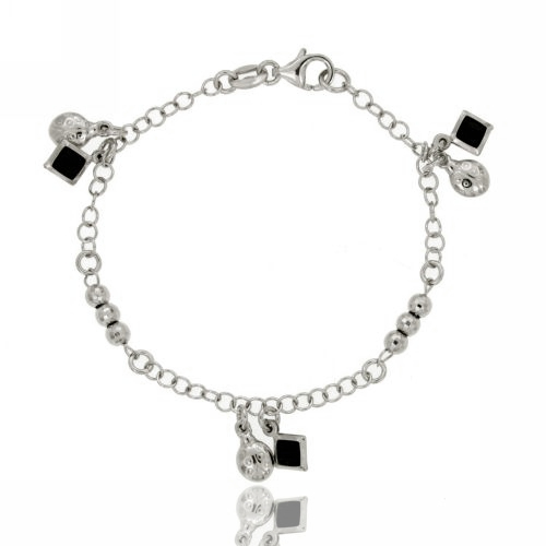 BRACCIALE CON CRISTALLI IN ARGENTO RODIATO TIT 925‰ CM 18