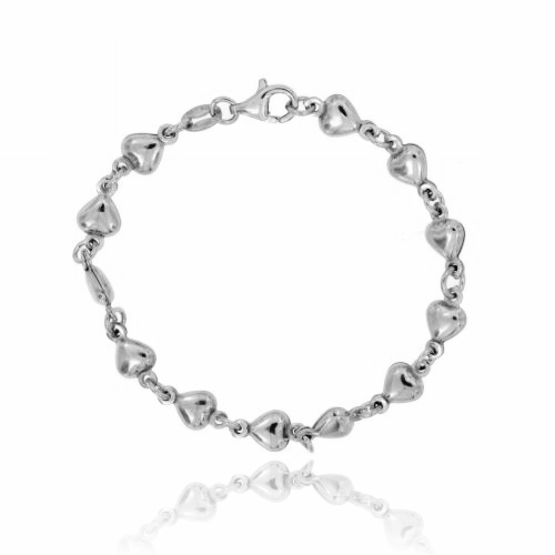 BRACCIALE A CUORICINI IN ARGENTO RODIATO TIT 925‰ CM 18