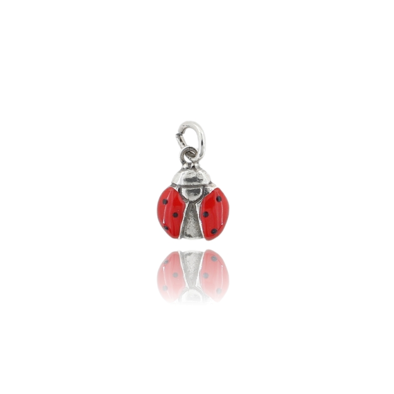 CIONDOLO COCCINELLA MM 17X13 IN ARGENTO BRUNITO E SMALTO TIT 800