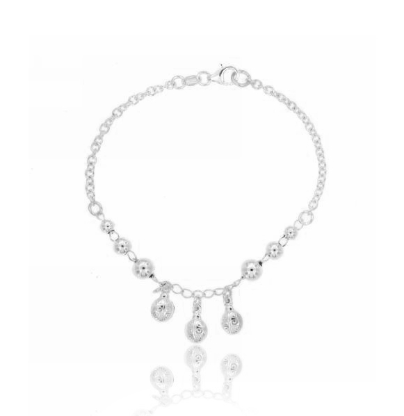 BRACCIALE FORZATINA CON COCCINELLE PENDENTI IN ARGENTO TIT 925‰ CM 18