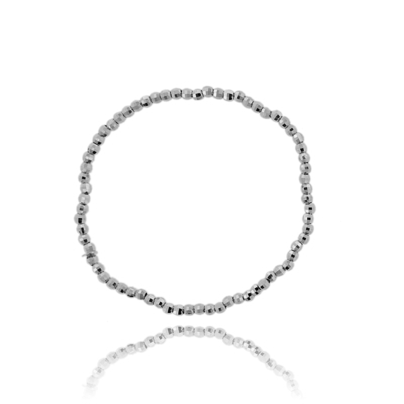 BRACCIALE ELASTICO CON SFERE DIAMANTATE MM 3 IN ARGENTO TIT 925