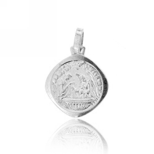 CIONDOLO ROMBO MM 20X20 FONTE BATTESIMALE IN ARGENTO TIT 925‰