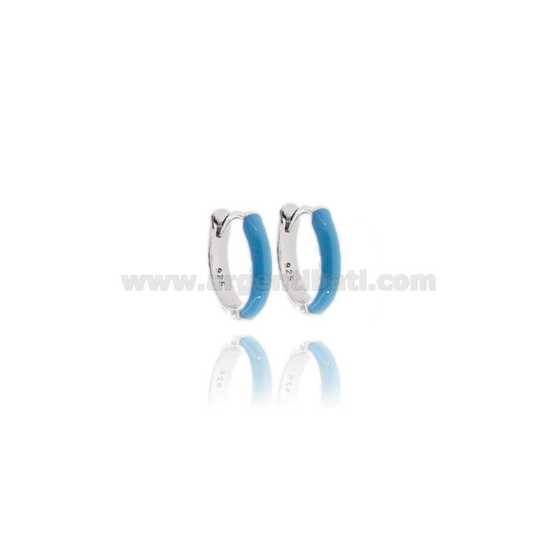 ORECCHINI A CERCHIO SCATTINO MM 2,5 DIAMETRO MM 8 IN ARGENTO RODIATO TIT 925 E SMALTO