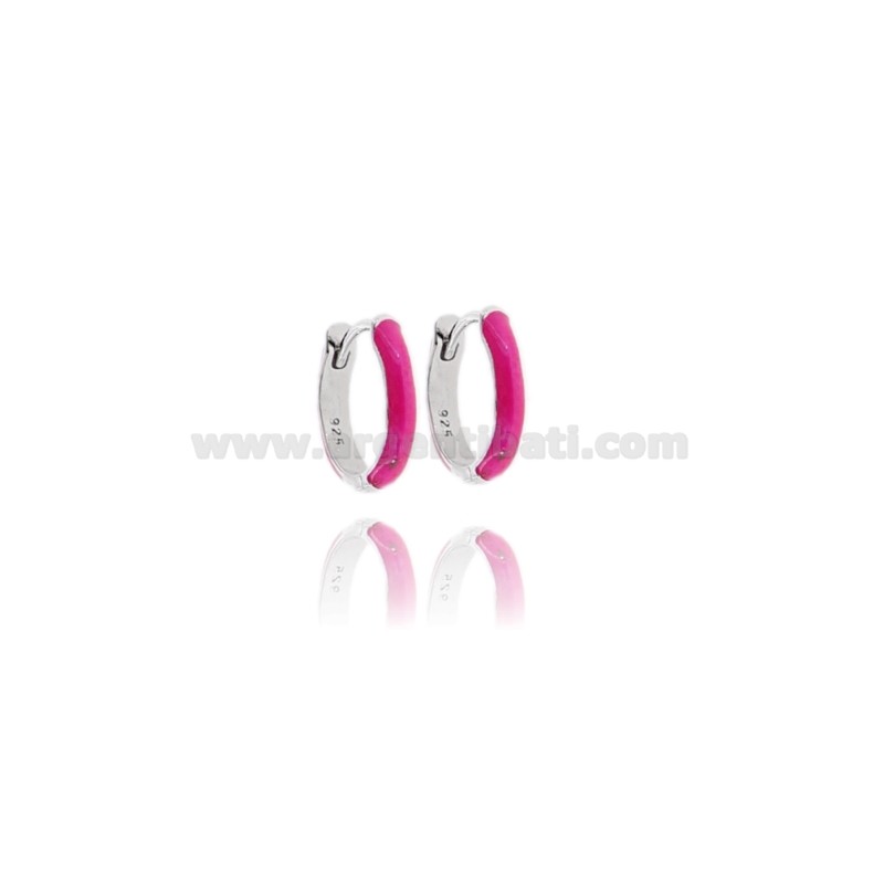 ORECCHINI A CERCHIO SCATTINO MM 2,5 DIAMETRO MM 8 IN ARGENTO RODIATO TIT 925 E SMALTO