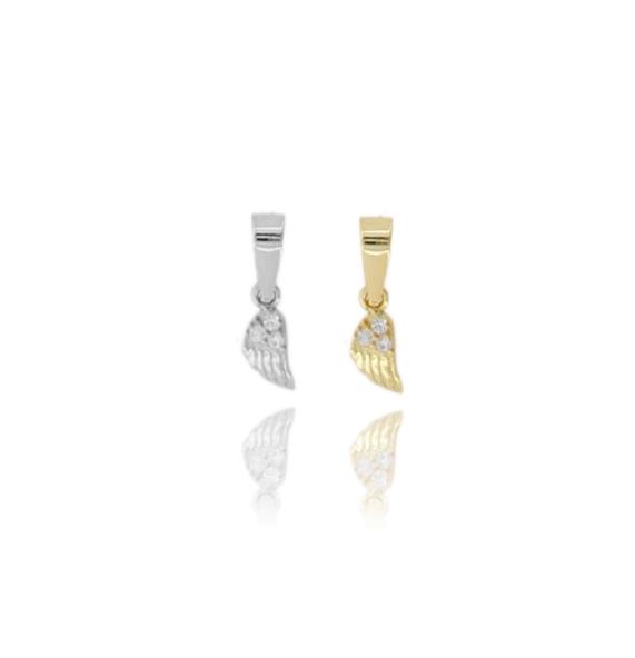 CIONDOLO ALA CON ZIRCONI BIANCHI MM 9X4 IN ARGENTO TIT 925