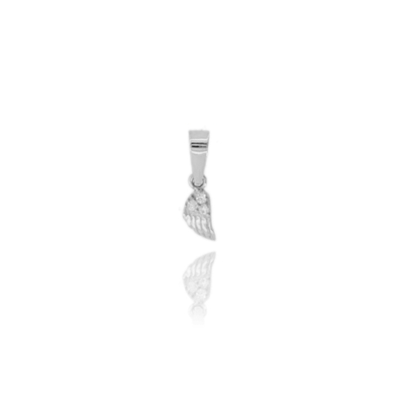 CIONDOLO ALA CON ZIRCONI BIANCHI MM 9X4 IN ARGENTO TIT 925