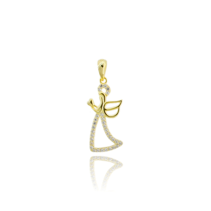 CIONDOLO ANGELO CON ZIRCONI BIANCHI MM 25X11 IN ARGENTO TIT 925
