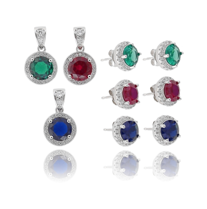 CIONDOLO E ORECCHINI TONDO IN ARGENTO RODIATO TIT 925 E ZIRCONI