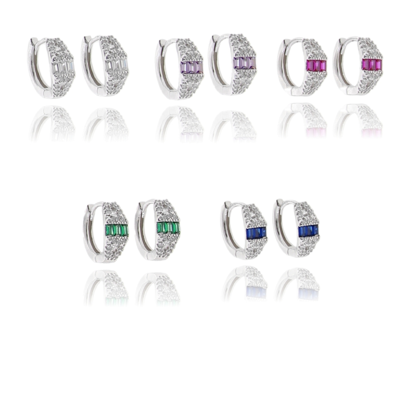 ORECCHINI A CERCHIO DIAMETRO MM 10 IN ARGENTO RODIATO TIT 925 E ZIRCONI