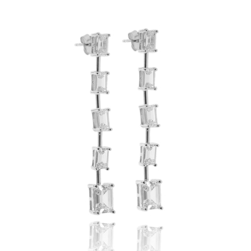 ORECCHINI PENDENTI CON ZIRCONI BIANCHI IN ARGENTO TIT 925
