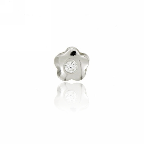 CIONDOLO FIORE PASSANTE MM 12 IN ARGENTO RODIATO TIT 925‰ E ZIRCONE