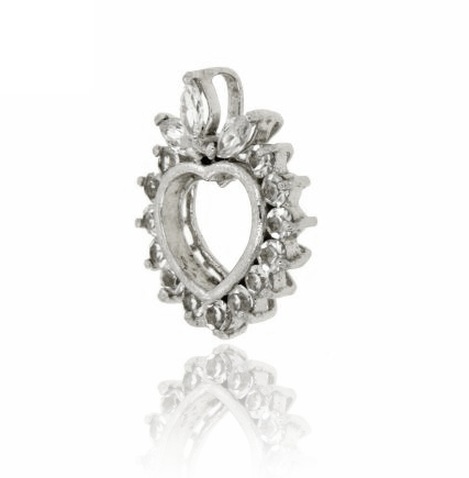 CIONDOLO CUORE PASSANTE MM 26X20 IN AG RODIATO TIT 925‰ E ZIRCONI