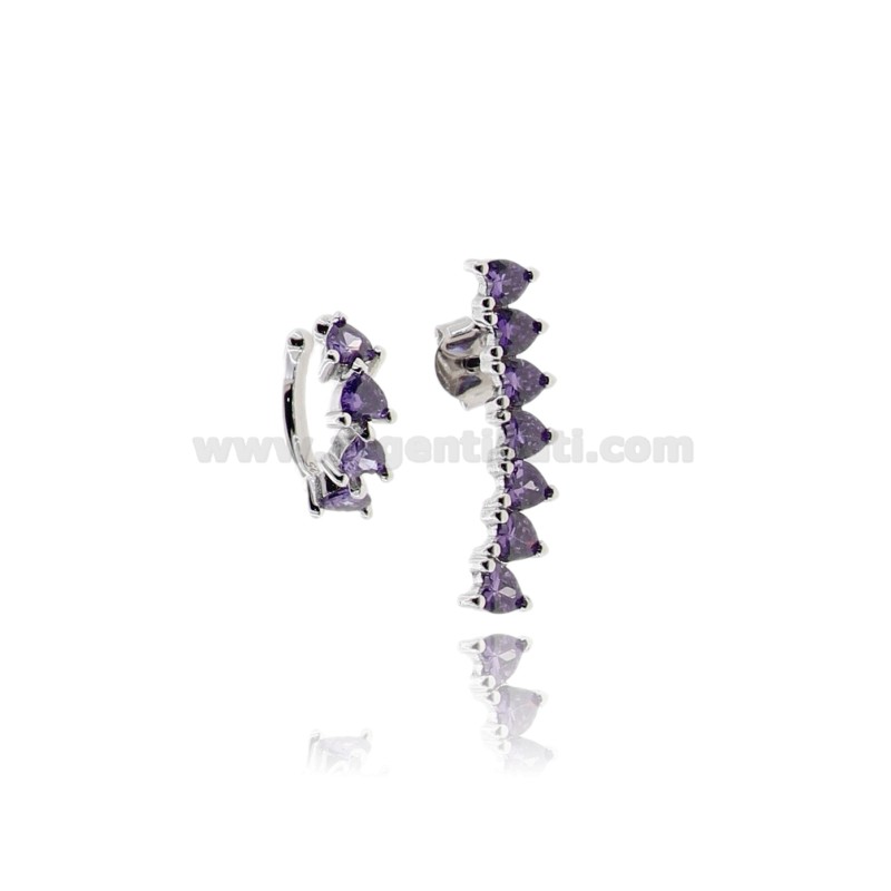 ORECCHINI EAR CUFF IN ARGENTO RODIATO TIT 925 E ZIRCONI