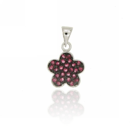 CIONDOLO FIORE MM 16X13 IN ARGENTO PLACCATO RODIO E RUTENIO TIT 925 E ZIRCONI