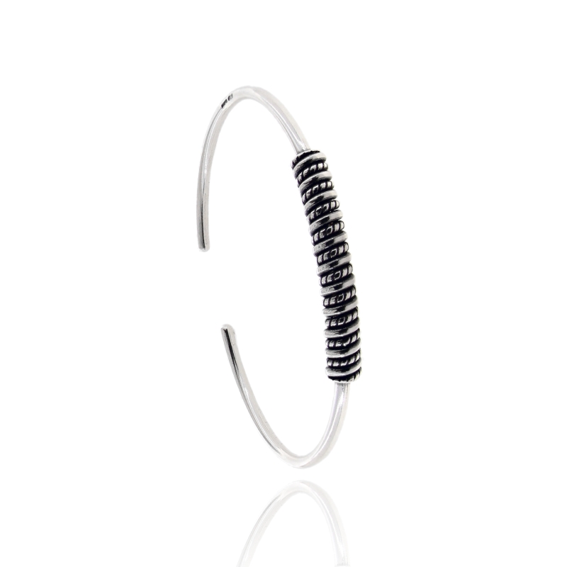 BRACCIALE RIGIDO CON FILO INTRECCIATO IN ARGENTO BRUNITO TIT 925