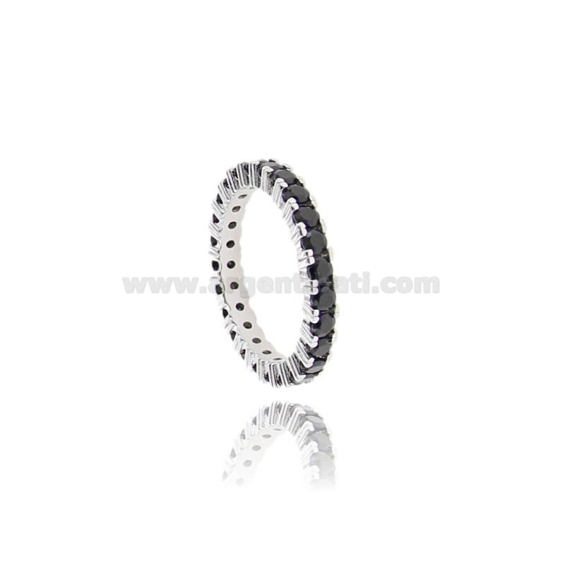 ANELLO VERETTA IN ARGENTO RODIATO TIT 925 E ZIRCONI