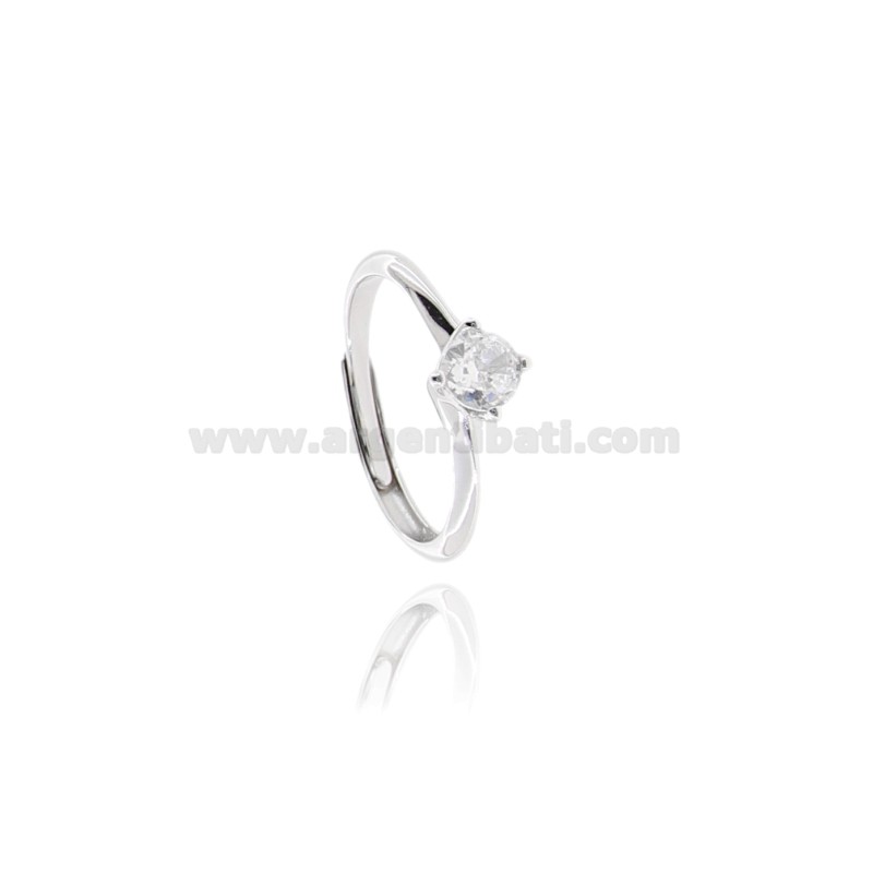 ANELLO SOLITARIO VALENTINO IN ARGENTO RODIATO TIT 925 E ZIRCONE BIANCO