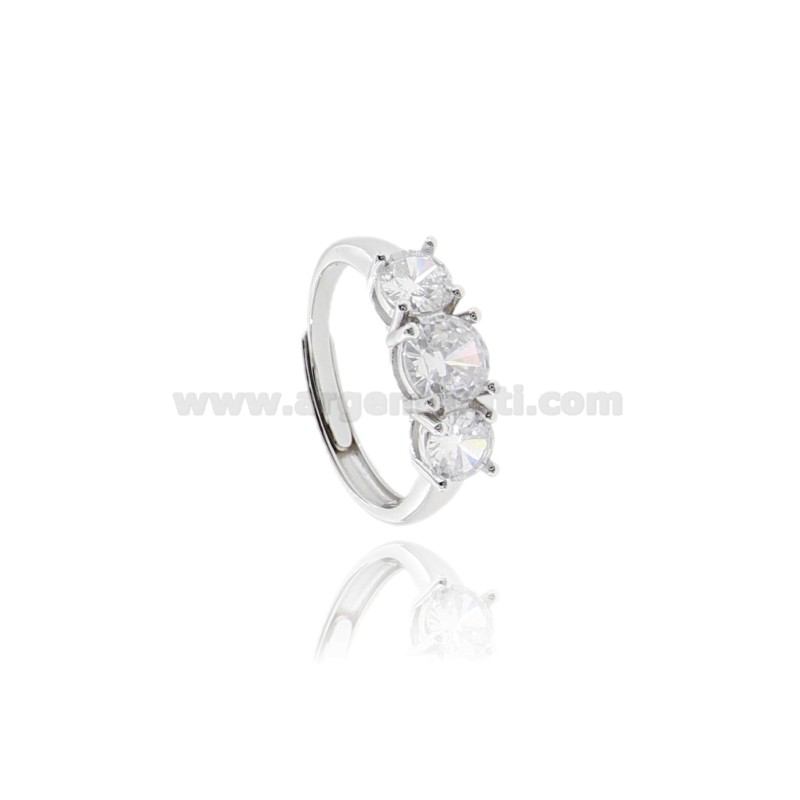 ANELLO TRILOGY IN ARGENTO RODIATO TIT 925 E ZIRCONI BIANCHI