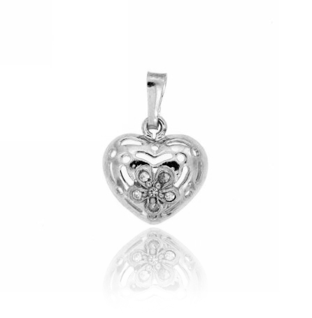 CIONDOLO CUORE MM 15X15 IN AG RODIATO TIT 925‰ E ZIRCONI