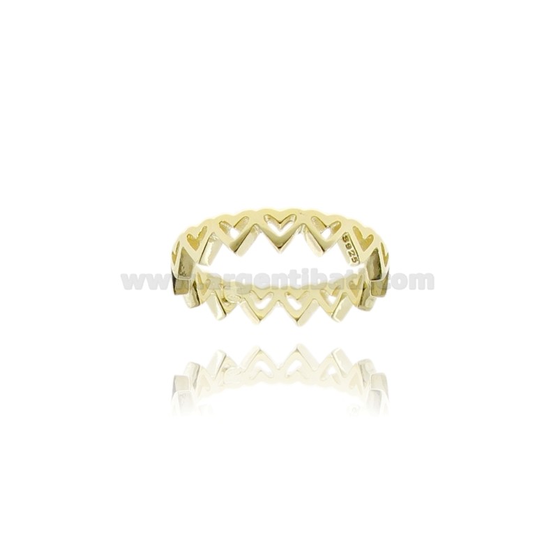 ANELLO CUORI IN ARGENTO DORATO TIT 925