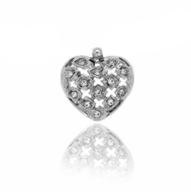 CIONDOLO CUORE MM 15X15 IN AG RODIATO TIT 925‰ CON FILO DI NYLON CM 36