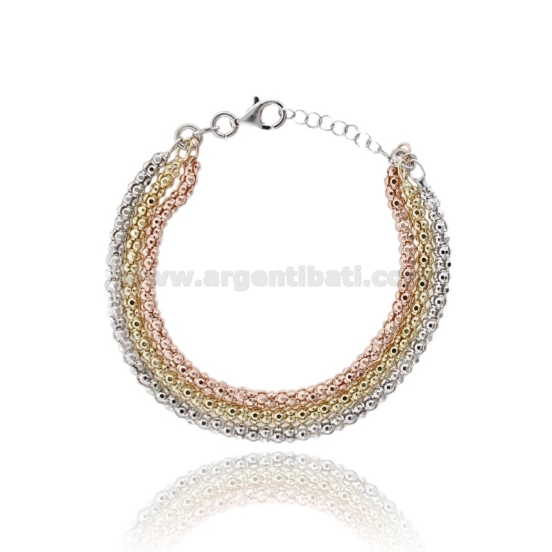 BRACCIALE A 3 FILI POP CORN MM 3,2 IN ARGENTO TIT 925 CM 17-19