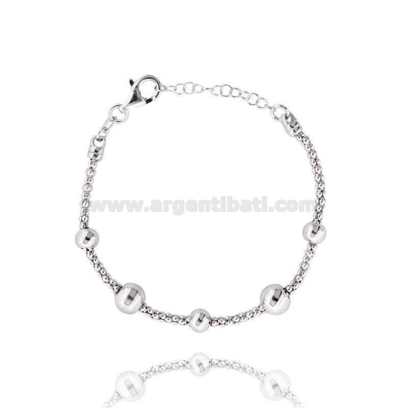 BRACCIALE POP CORN CON 5 SFERE IN ARGENTO TIT 925 CM 17-19