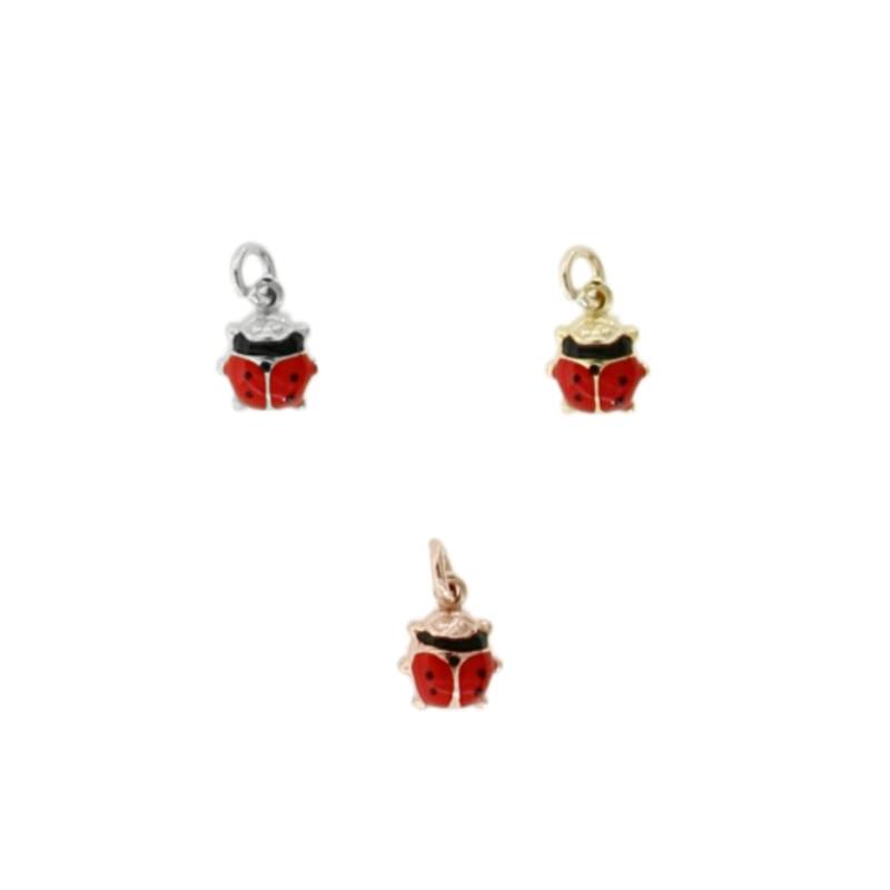 CIONDOLO COCCINELLA PZ 5 IN ARGENTO SMALTATO TIT 925