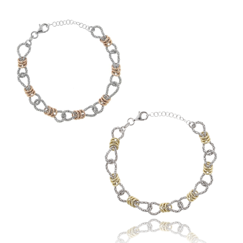 BRACCIALE POP CORN CON RONDELLE IN ARGENTO TIT 925 CM 17-19