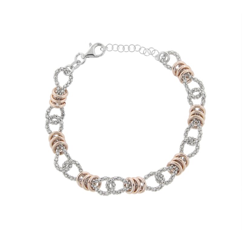 BRACCIALE POP CORN CON RONDELLE IN ARGENTO TIT 925 CM 17-19