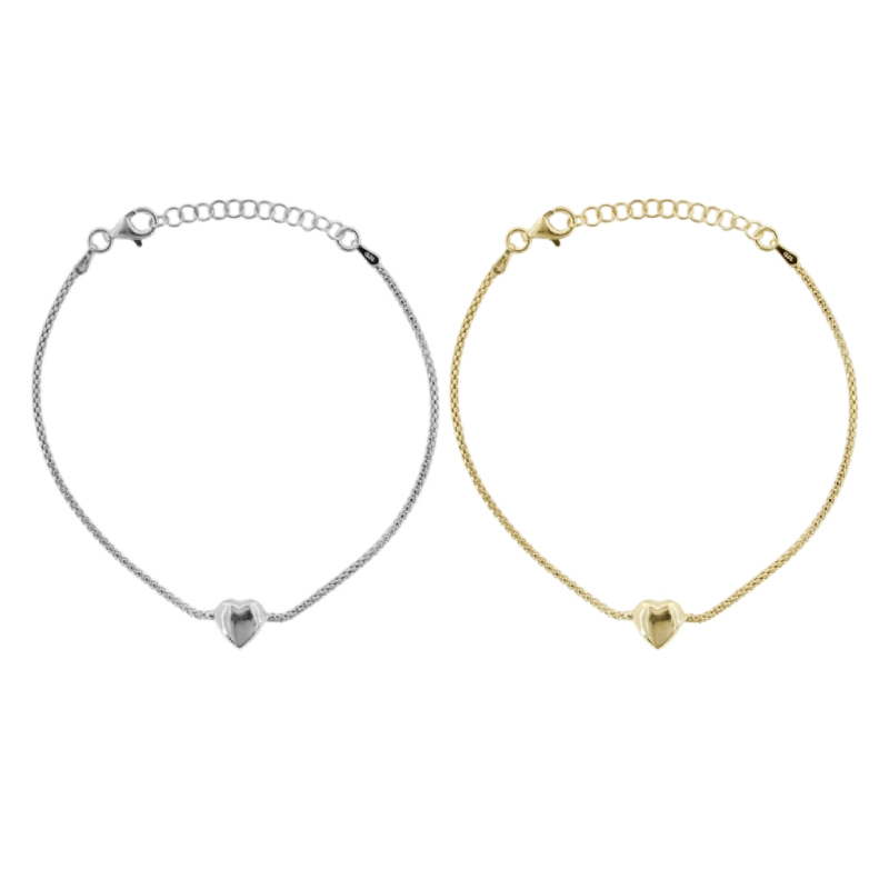BRACCIALE POP CORN CON CUORE IN ARGENTO TIT 925 CM 17-19