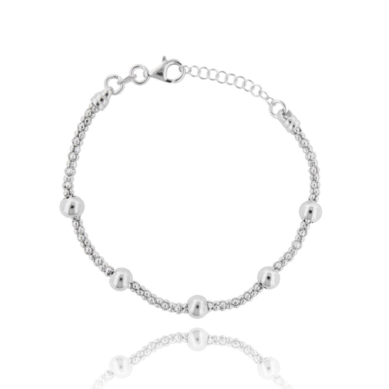 BRACCIALE POP CORN CON SFERE IN ARGENTO TIT 925 CM 17-19