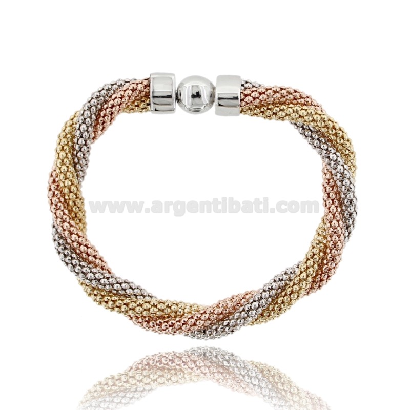 BRACCIALE POP CORN INTRECCIATE MM 10 IN ARGENTO TIT 925 CM 20