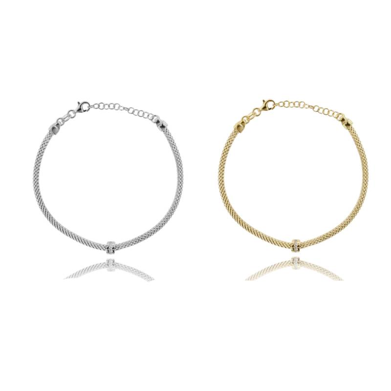 BRACCIALE POP CORN CON ZIRCONI IN ARGENTO TIT 925 CM 18-21