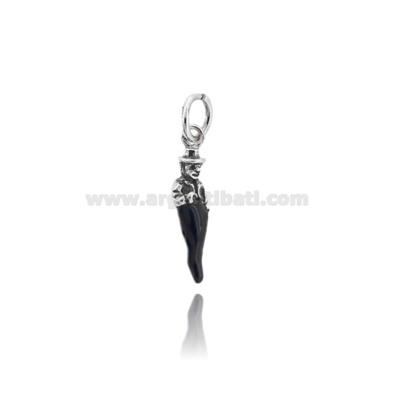 CIONDOLO CORNO GOBBO MM 28 IN ARGENTO MICROFUSO BRUNITO TIT 800