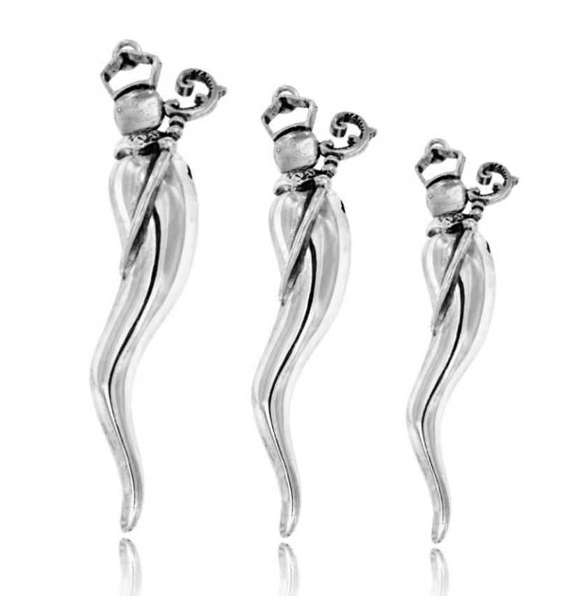 CIONDOLO CORNO SAN GENNARO IN ARGENTO MICROFUSO BRUNITO TIT 800‰