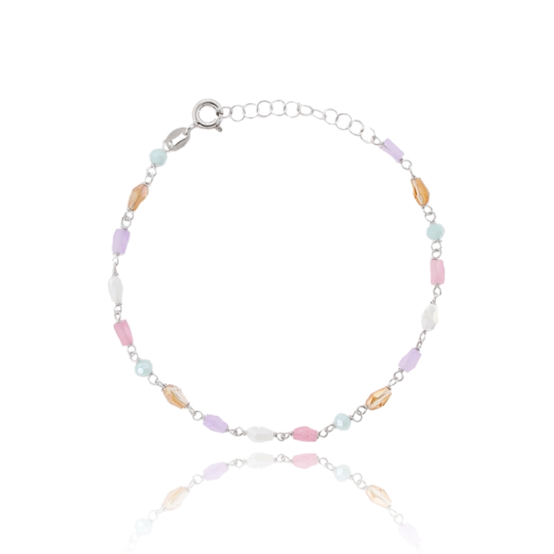 BRACCIALE IN ARGENTO RODIATO TIT 925 E PIETRE COLORATE CM 18