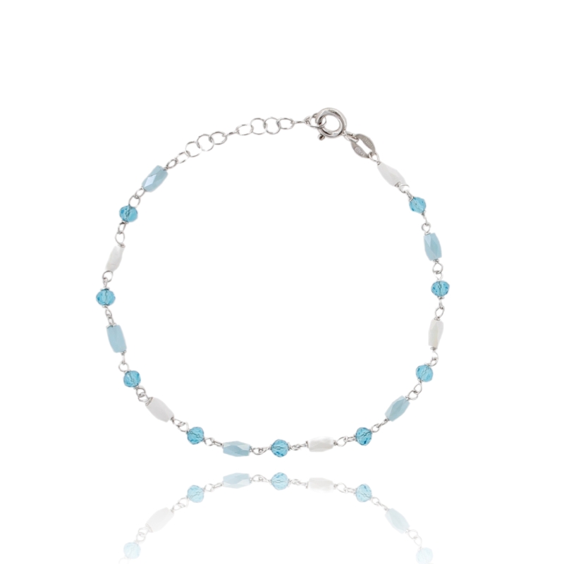 BRACCIALE IN ARGENTO RODIATO TIT 925 E PIETRE COLORATE CM 18
