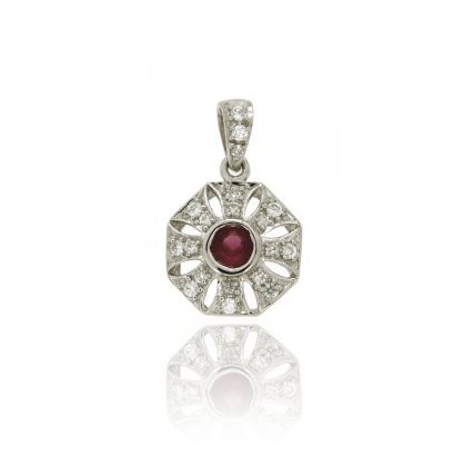 CIONDOLO TONDO MM 15X13 IN ARGENTO RODIATO TIT 925 E ZIRCONI