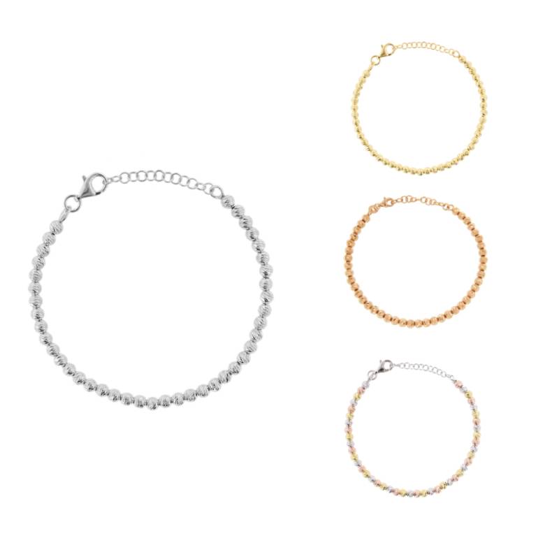 BRACCIALE CON SFERE DIAMANTATE IN ARGENTO TIT 925 CM 17-20