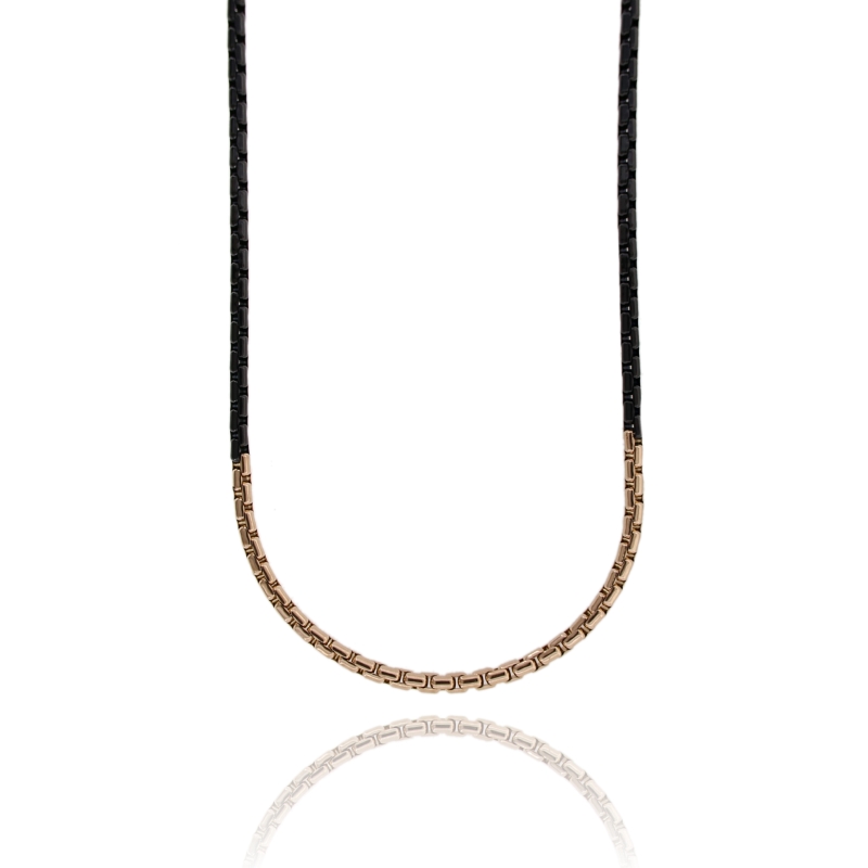 COLLANA VENEZIANA ALLUNGATA IN ACCIAIO BICOLRE CM 50