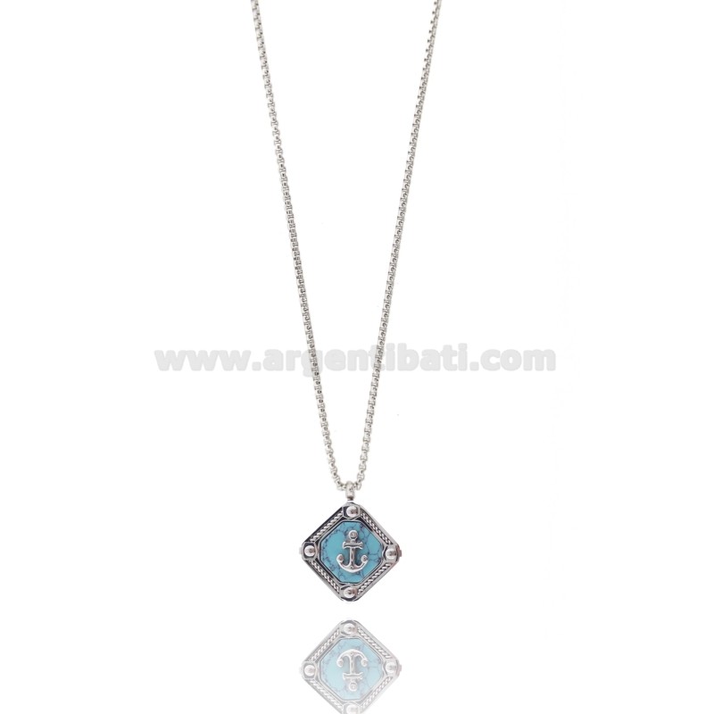 COLLANA VENEZIANA CON PASTA DI TURCHESE IN ACCIAIO CM 50