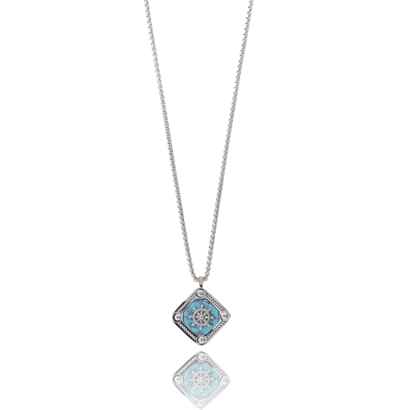 COLLANA VENEZIANA CON PASTA DI TURCHESE IN ACCIAIO CM 50