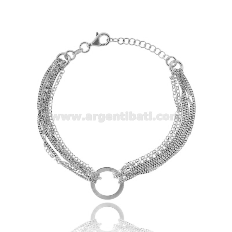 BRACCIALE CON CERCHIO E CATENE IN ARGENTO TIT 925 CM 17-20