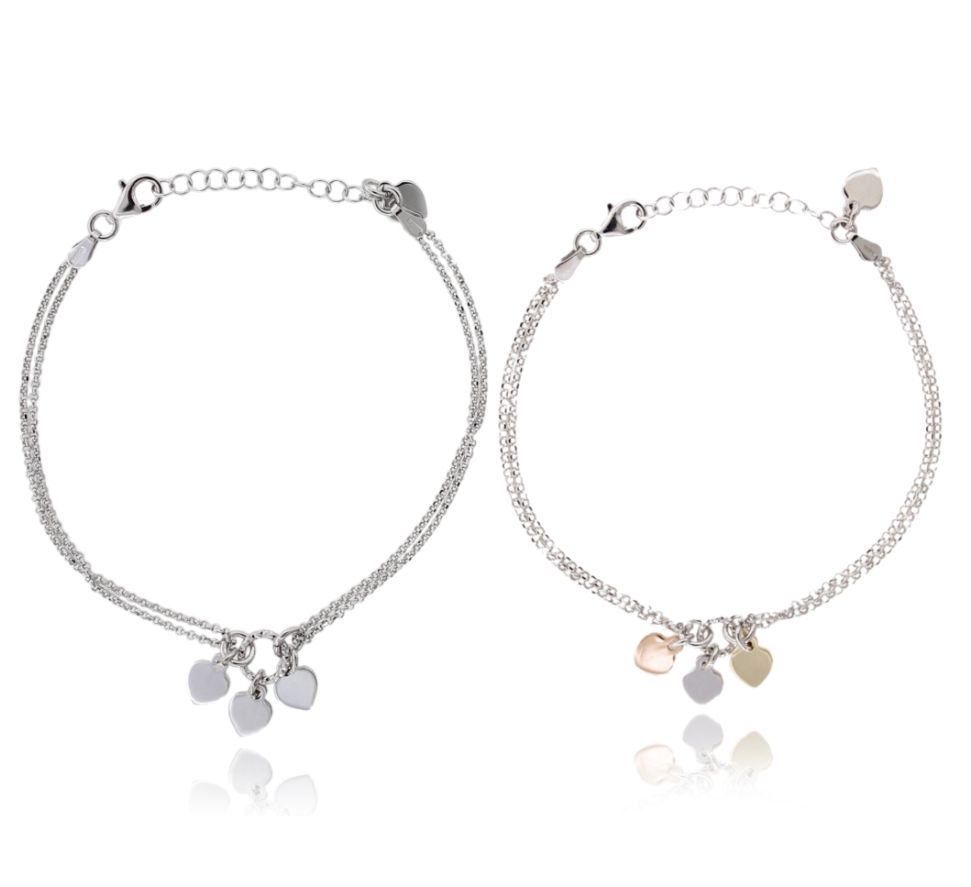 BRACCIALE ROLO' CON CUORI PENDENTI IN ARGENTO TIT 925 CM 17-20