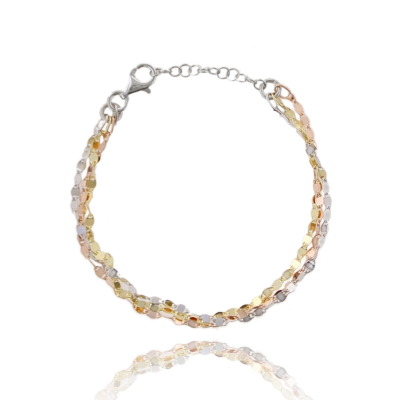 BRACCIALE MAGLIA SPECIALE A 3 FILI IN ARGENTO TIT 925 CM 17-20