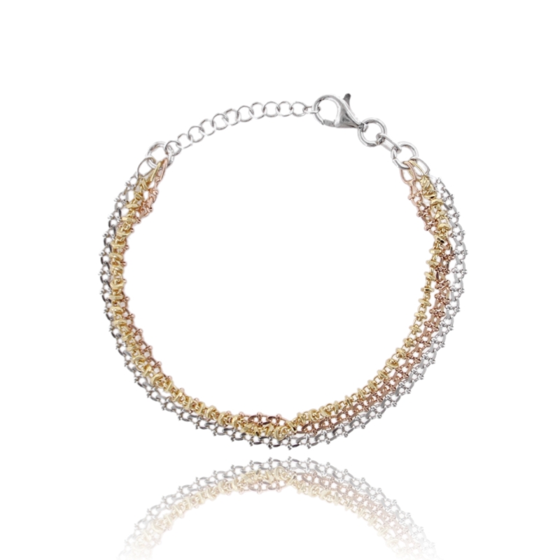 BRACCIALE MAGLIA SPECIALE A 3 FILI IN ARGENTO TIT 925 CM 17-20